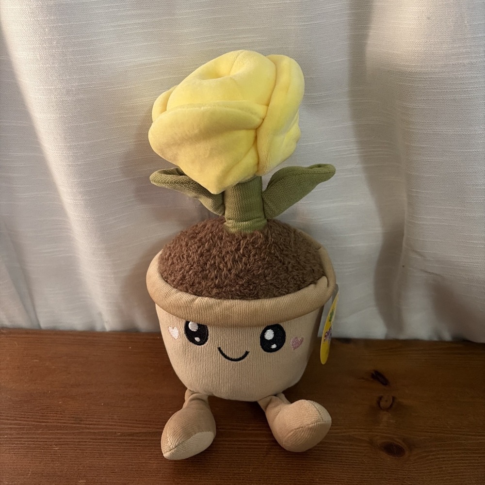 Smoochy Pals Flower‎ Pot Plush Plant Yellow Rose Stuffed Animal Toy Kids